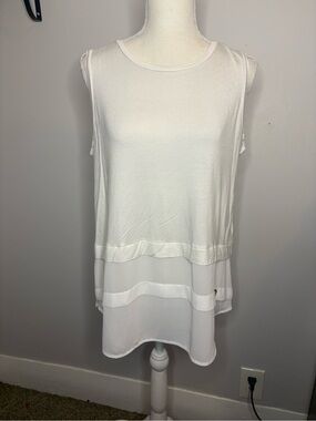 Michael Kors White Sleeveless Layered Tunic Tank
